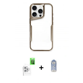MARSİLYAN™- iPhone 16 Pro Kılıf Akış Çizgi Koleksiyonu - Siyah Joko Magic 5D Cam + Raze Metal Kamera Lens - BZ