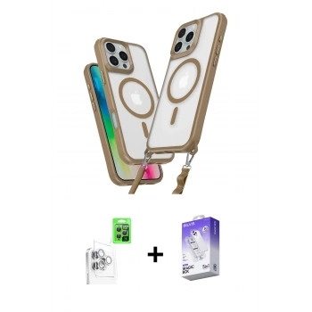 MARSİLYAN™- iPhone 16 Pro Kılıf Atlas Doku Koleksiyonu - Siyah Bilvis 5in1 3D Magic Cam Ekran Koruyucu + Raze Metal Kamera Lens - BZ