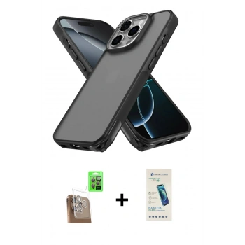MARSİLYAN™- iPhone 16 Pro Kılıf Atlas Form - Şeffaf Pasifik Cam Ekran Koruyucu + Raze Metal Kamera Lens - CLTM