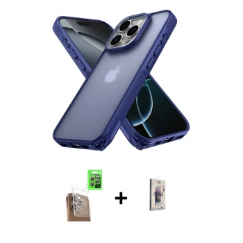 MARSİLYAN™- iPhone 16 Pro Kılıf Atlas Form - Siyah Bilvis 3D Cam Ekran Koruyucu + Raze Metal Kamera Lens - CLTM