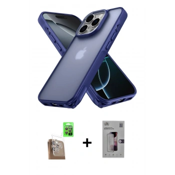 MARSİLYAN™- iPhone 16 Pro Kılıf Atlas Form - Siyah Bilvis 3D Mat Cam Ekran Koruyucu + Raze Metal Kamera Lens - CLTM