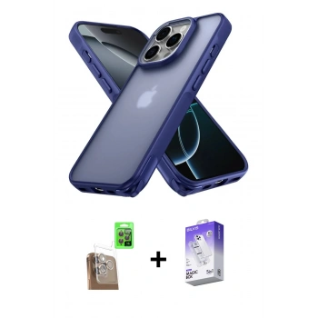MARSİLYAN™- iPhone 16 Pro Kılıf Atlas Form - Siyah Bilvis 5in1 3D Magic Cam Ekran Koruyucu + Raze Metal Kamera Lens - CLTM