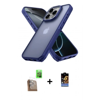 MARSİLYAN™- iPhone 16 Pro Kılıf Atlas Form - Siyah Buffer Hayalet Cam Ekran Koruyucu + Raze Metal Kamera Lens - CLTM