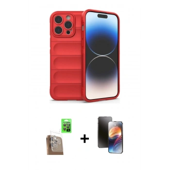 MARSİLYAN™- iPhone 16 Pro Kılıf Atlas Koleksiyonu - Siyah 3D Antistatik Mat Seramik Nano Ekran Koruyucu + Raze Metal Kamera Lens - CLTM