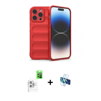 MARSİLYAN™- iPhone 16 Pro Kılıf Atlas Koleksiyonu - Siyah 3D Antistatik Seramik Nano Ekran Koruyucu + Raze Metal Kamera Lens - BZ