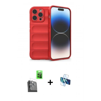 MARSİLYAN™- iPhone 16 Pro Kılıf Atlas Koleksiyonu - Siyah 3D Antistatik Seramik Nano Ekran Koruyucu + Raze Metal Kamera Lens - SH