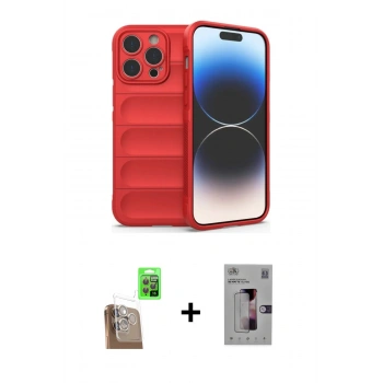 MARSİLYAN™- iPhone 16 Pro Kılıf Atlas Koleksiyonu - Siyah Bilvis 3D Mat Cam Ekran Koruyucu + Raze Metal Kamera Lens - CLTM