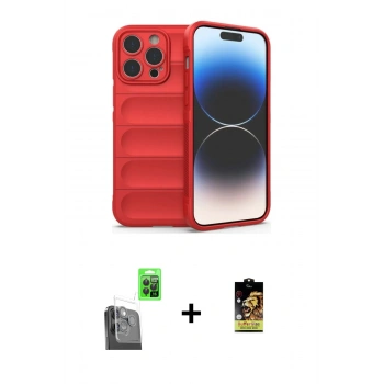 MARSİLYAN™- iPhone 16 Pro Kılıf Atlas Koleksiyonu - Siyah Buffer Cam Ekran Koruyucu + Raze Metal Kamera Lens - SH