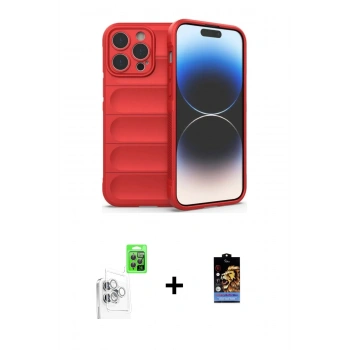 MARSİLYAN™- iPhone 16 Pro Kılıf Atlas Koleksiyonu - Siyah Buffer Hayalet Cam Ekran Koruyucu + Raze Metal Kamera Lens - BZ
