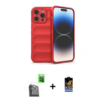 MARSİLYAN™- iPhone 16 Pro Kılıf Atlas Koleksiyonu - Siyah Buffer Hayalet Cam Ekran Koruyucu + Raze Metal Kamera Lens - SH