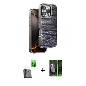 MARSİLYAN™- iPhone 16 Pro Kılıf Atlas Minimal Özel Seri - Şeffaf 360 Full Body Arka Koruyucu + Raze Metal Kamera Lens - SH