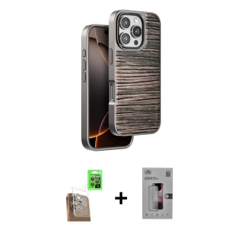 MARSİLYAN™- iPhone 16 Pro Kılıf Atlas Minimal Özel Seri - Siyah Bilvis 3D Mat Cam Ekran Koruyucu + Raze Metal Kamera Lens - CLTM