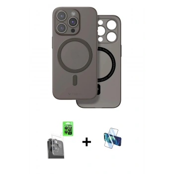 MARSİLYAN™- iPhone 16 Pro Kılıf Çekirdek Klasik - Siyah 3D Antistatik Seramik Nano Ekran Koruyucu + Raze Metal Kamera Lens - SH