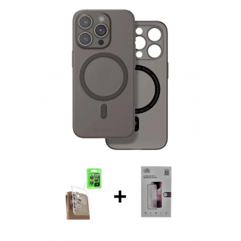 MARSİLYAN™- iPhone 16 Pro Kılıf Çekirdek Klasik - Siyah Bilvis 3D Mat Cam Ekran Koruyucu + Raze Metal Kamera Lens - CLTM
