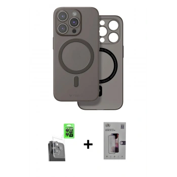 MARSİLYAN™- iPhone 16 Pro Kılıf Çekirdek Klasik - Siyah Bilvis 3D Mat Cam Ekran Koruyucu + Raze Metal Kamera Lens - SH