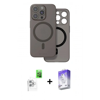 MARSİLYAN™- iPhone 16 Pro Kılıf Çekirdek Klasik - Siyah Bilvis 5in1 3D Magic Cam Ekran Koruyucu + Raze Metal Kamera Lens - BZ