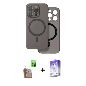MARSİLYAN™- iPhone 16 Pro Kılıf Çekirdek Klasik - Siyah Bilvis 5in1 3D Magic Cam Ekran Koruyucu + Raze Metal Kamera Lens - CLTM