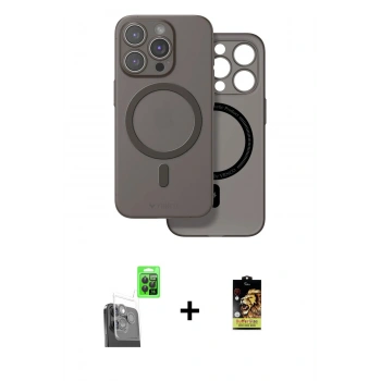 MARSİLYAN™- iPhone 16 Pro Kılıf Çekirdek Klasik - Siyah Buffer Cam Ekran Koruyucu + Raze Metal Kamera Lens - SH
