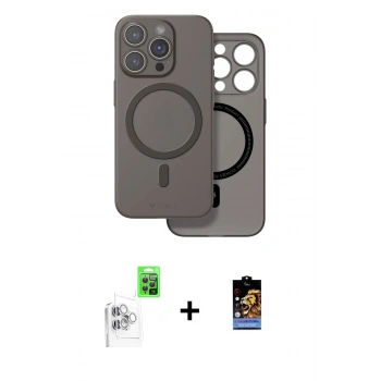 MARSİLYAN™- iPhone 16 Pro Kılıf Çekirdek Klasik - Siyah Buffer Hayalet Cam Ekran Koruyucu + Raze Metal Kamera Lens - BZ