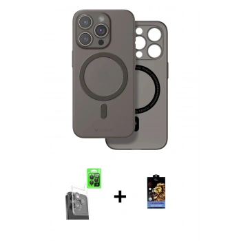 MARSİLYAN™- iPhone 16 Pro Kılıf Çekirdek Klasik - Siyah Buffer Hayalet Cam Ekran Koruyucu + Raze Metal Kamera Lens - SH