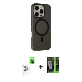 MARSİLYAN™- iPhone 16 Pro Kılıf Çekirdek Modern Prime - Şeffaf 360 Full Body Arka Koruyucu + Raze Metal Kamera Lens - BZ