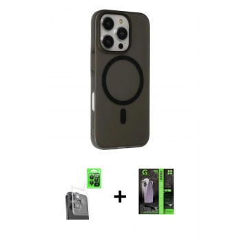 MARSİLYAN™- iPhone 16 Pro Kılıf Çekirdek Modern Prime - Şeffaf 360 Full Body Arka Koruyucu + Raze Metal Kamera Lens - SH