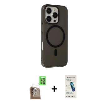 MARSİLYAN™- iPhone 16 Pro Kılıf Çekirdek Modern Prime - Şeffaf Pasifik Cam Ekran Koruyucu + Raze Metal Kamera Lens - CLTM