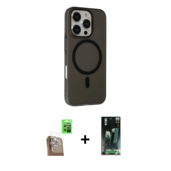 MARSİLYAN™- iPhone 16 Pro Kılıf Çekirdek Modern Prime - Siyah 360 Mat Full Body Arka Koruyucu + Raze Metal Kamera Lens - CLTM
