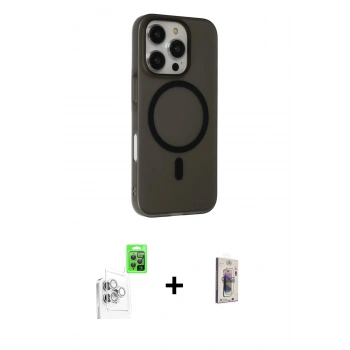 MARSİLYAN™- iPhone 16 Pro Kılıf Çekirdek Modern Prime - Siyah Bilvis 3D Cam Ekran Koruyucu + Raze Metal Kamera Lens - BZ