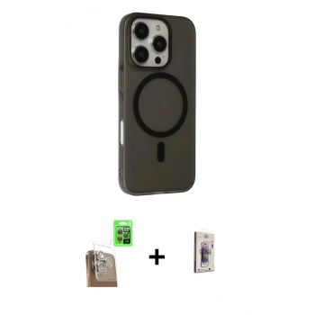 MARSİLYAN™- iPhone 16 Pro Kılıf Çekirdek Modern Prime - Siyah Bilvis 3D Cam Ekran Koruyucu + Raze Metal Kamera Lens - CLTM