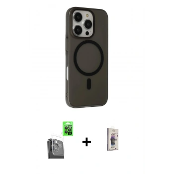 MARSİLYAN™- iPhone 16 Pro Kılıf Çekirdek Modern Prime - Siyah Bilvis 3D Cam Ekran Koruyucu + Raze Metal Kamera Lens - SH