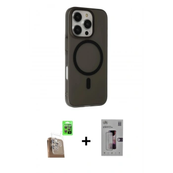 MARSİLYAN™- iPhone 16 Pro Kılıf Çekirdek Modern Prime - Siyah Bilvis 3D Mat Cam Ekran Koruyucu + Raze Metal Kamera Lens - CLTM