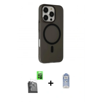 MARSİLYAN™- iPhone 16 Pro Kılıf Çekirdek Modern Prime - Siyah Joko Magic 5D Cam + Raze Metal Kamera Lens - SH