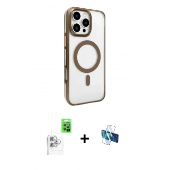 MARSİLYAN™- iPhone 16 Pro Kılıf Doruk Doku Özel Seri - Siyah 3D Antistatik Seramik Nano Ekran Koruyucu + Raze Metal Kamera Lens - BZ