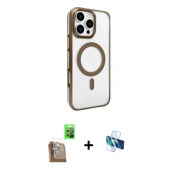 MARSİLYAN™- iPhone 16 Pro Kılıf Doruk Doku Özel Seri - Siyah 3D Antistatik Seramik Nano Ekran Koruyucu + Raze Metal Kamera Lens - CLTM