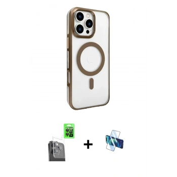 MARSİLYAN™- iPhone 16 Pro Kılıf Doruk Doku Özel Seri - Siyah 3D Antistatik Seramik Nano Ekran Koruyucu + Raze Metal Kamera Lens - SH