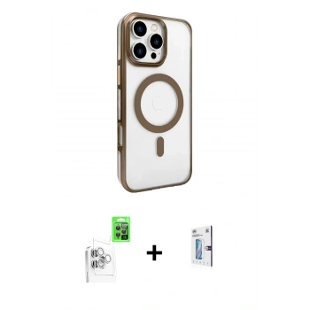 MARSİLYAN™- iPhone 16 Pro Kılıf Doruk Doku Özel Seri - Siyah Bilvis 0.18mm Plus Cam Ekran Koruyucu + Raze Metal Kamera Lens - BZ