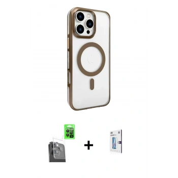 MARSİLYAN™- iPhone 16 Pro Kılıf Doruk Doku Özel Seri - Siyah Bilvis 0.18mm Plus Cam Ekran Koruyucu + Raze Metal Kamera Lens - SH