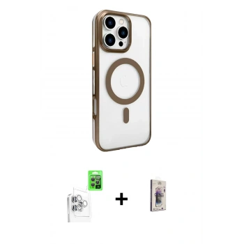 MARSİLYAN™- iPhone 16 Pro Kılıf Doruk Doku Özel Seri - Siyah Bilvis 3D Cam Ekran Koruyucu + Raze Metal Kamera Lens - BZ