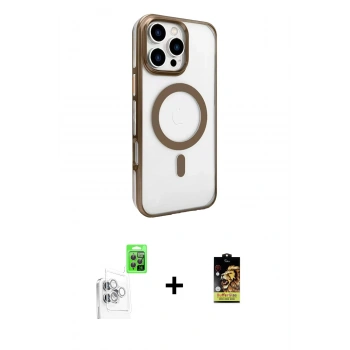 MARSİLYAN™- iPhone 16 Pro Kılıf Doruk Doku Özel Seri - Siyah Buffer Cam Ekran Koruyucu + Raze Metal Kamera Lens - BZ