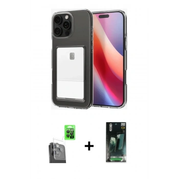MARSİLYAN™- iPhone 16 Pro Kılıf Doruk Klasik Koleksiyonu - Siyah 360 Mat Full Body Arka Koruyucu + Raze Metal Kamera Lens - SH