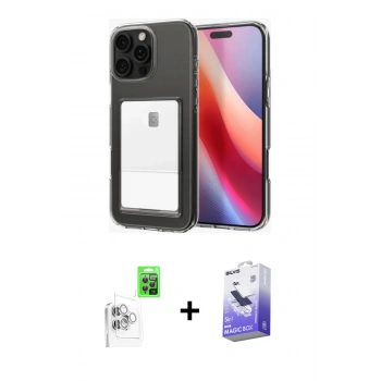 MARSİLYAN™- iPhone 16 Pro Kılıf Doruk Klasik Koleksiyonu - Siyah Bilvis 5in1 5D Magic Hayalet Cam Ekran Koruyucu + Raze Metal Kamera Lens - BZ
