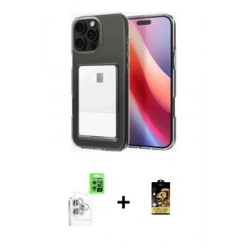 MARSİLYAN™- iPhone 16 Pro Kılıf Doruk Klasik Koleksiyonu - Siyah Buffer Cam Ekran Koruyucu + Raze Metal Kamera Lens - BZ