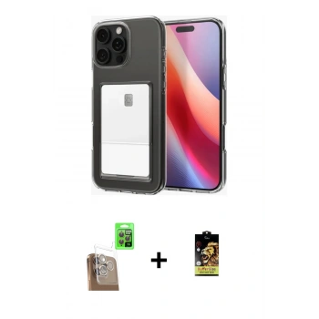 MARSİLYAN™- iPhone 16 Pro Kılıf Doruk Klasik Koleksiyonu - Siyah Buffer Cam Ekran Koruyucu + Raze Metal Kamera Lens - CLTM