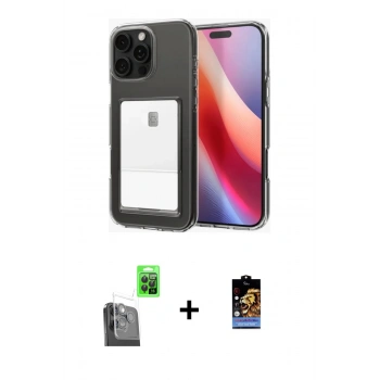 MARSİLYAN™- iPhone 16 Pro Kılıf Doruk Klasik Koleksiyonu - Siyah Buffer Hayalet Cam Ekran Koruyucu + Raze Metal Kamera Lens - SH