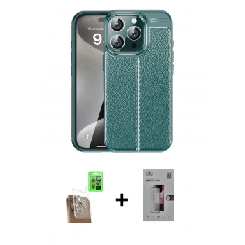 MARSİLYAN™- iPhone 16 Pro Kılıf Doruk Klasik Özel Seri - Siyah Bilvis 3D Mat Cam Ekran Koruyucu + Raze Metal Kamera Lens - CLTM