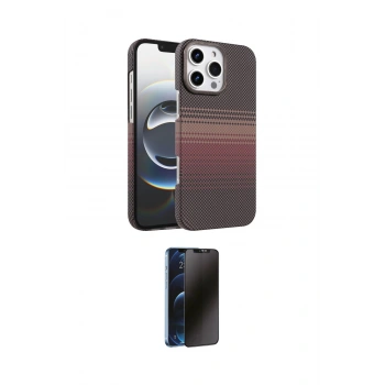MARSİLYAN™- iPhone 16 Pro Kılıf Doruk Serisi - Siyah 3D Antistatik Hayalet Cam Ekran Koruyucu