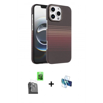 MARSİLYAN™- iPhone 16 Pro Kılıf Doruk Serisi - Siyah 3D Antistatik Seramik Nano Ekran Koruyucu + Raze Metal Kamera Lens - SH