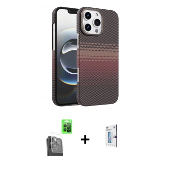 MARSİLYAN™- iPhone 16 Pro Kılıf Doruk Serisi - Siyah Bilvis 0.18mm Plus Cam Ekran Koruyucu + Raze Metal Kamera Lens - SH