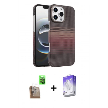MARSİLYAN™- iPhone 16 Pro Kılıf Doruk Serisi - Siyah Bilvis 5in1 3D Magic Cam Ekran Koruyucu + Raze Metal Kamera Lens - CLTM